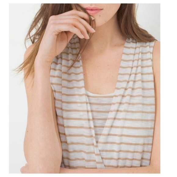 WHBM Stripe Surplice Overlay Top - Picture 3 of 3